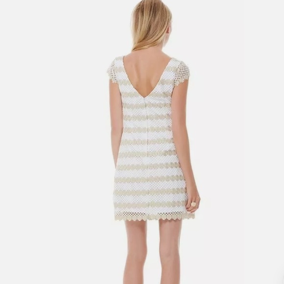 Lilly Pulitzer Barbara Two Toned Gold Metallic Lotty Daisy Floral Dress NWOT 4 - Picture 2 of 16